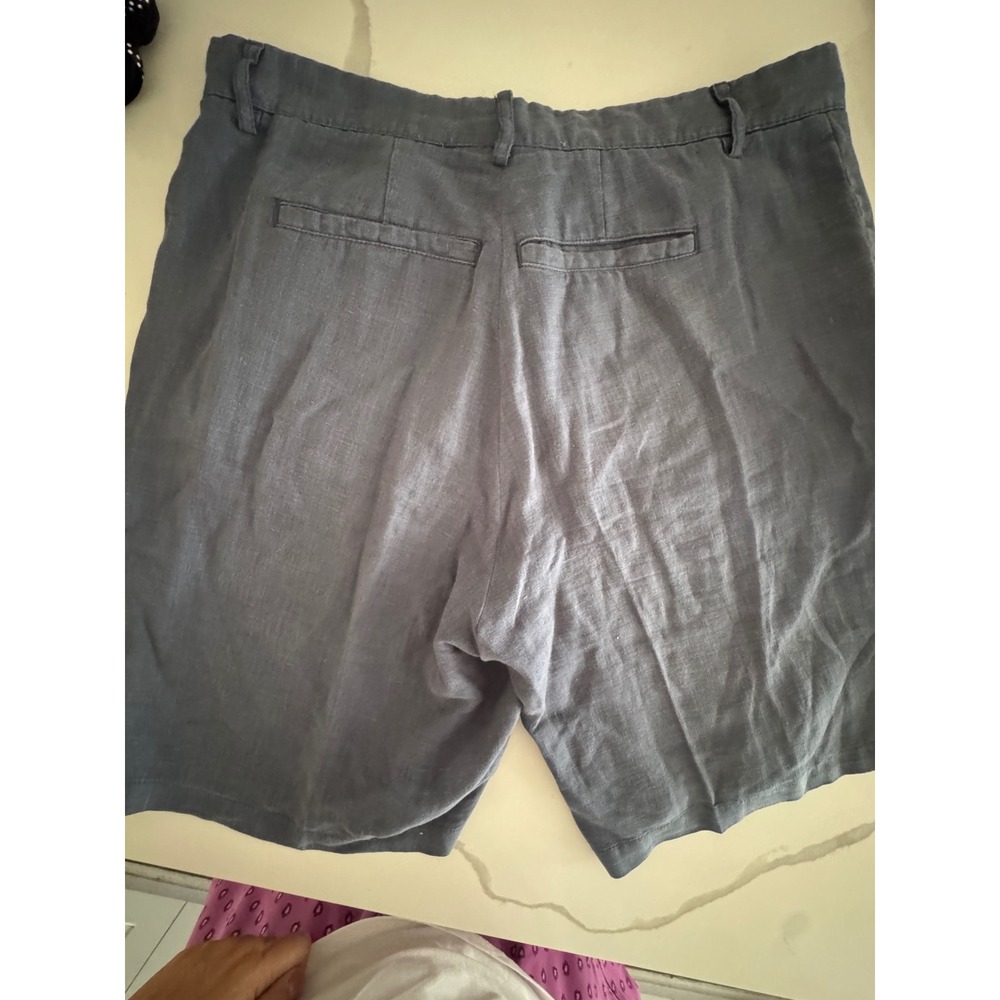Slate & Stone Mens 100% Linen Shorts Charcoal Grey Size 36 Casual Summer
